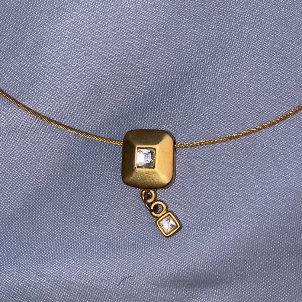 Brass magnetic square rhinestone diamond necklace sorority rush Kendra Scott